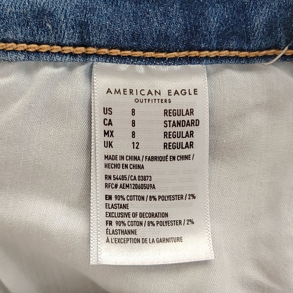 AE 8 American Eagle Skinny Jeans Hi Rise Jegging Medium Blue Wash Stretch - Picture 10 of 10